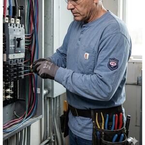 Bocomal FR Flame Resistant Long Sleeve Lightweight Henley Cotton Blue M/3XL